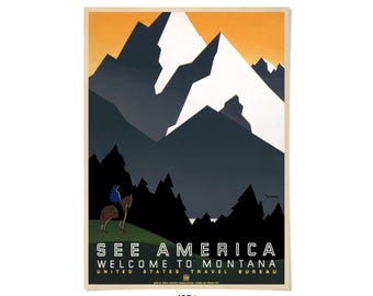See Montana WPA Travel Poster: Vintage Style American Outdoors Art Print