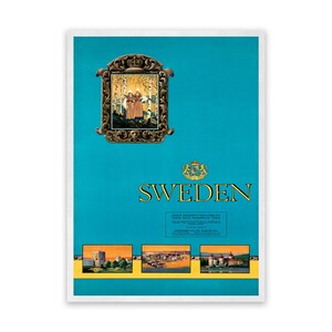 Sweden Railroad Travel Poster, Vintage Style 1900s Rustic Reproduction Print, Retro Wall Art Decor