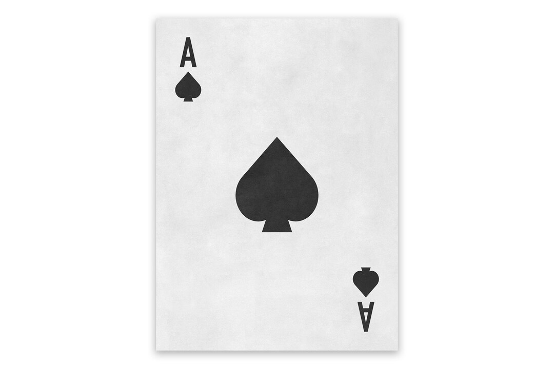 Ace of Spades Playing Card Print, Deck of Cards Poster, Poker Room Decor, Premium Vintage Style