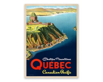 Quebec Travel Poster, Premium Vintage Style Reproduction Print