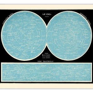 Zodiac Constellations Poster, Old Star Chart,  Astronomy Print, Adolphe Millot Print, Scientific Illustration Art, AM41