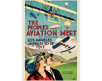 Vintage Los Angeles Air Show Poster: 1912 Aviation Art Print