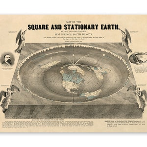 Ancienne carte de la Terre plate, décor cartographique du XIXe siècle, impression de style vintage, vers les années 1800
