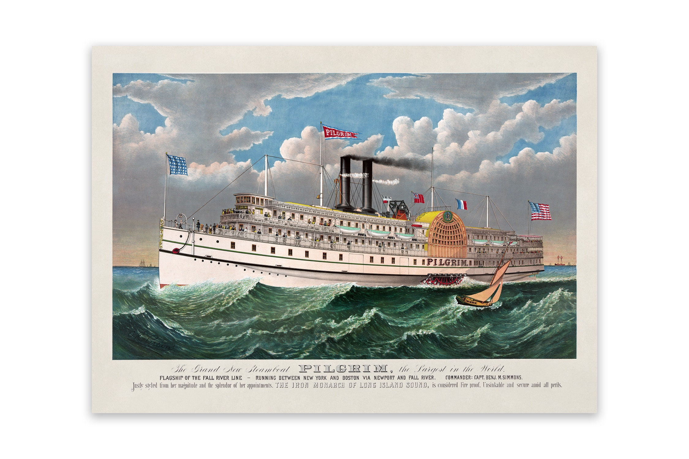 STEAMSHIP VICTORIA of the Anchor Line by Charles Lubrecht NEW Fine