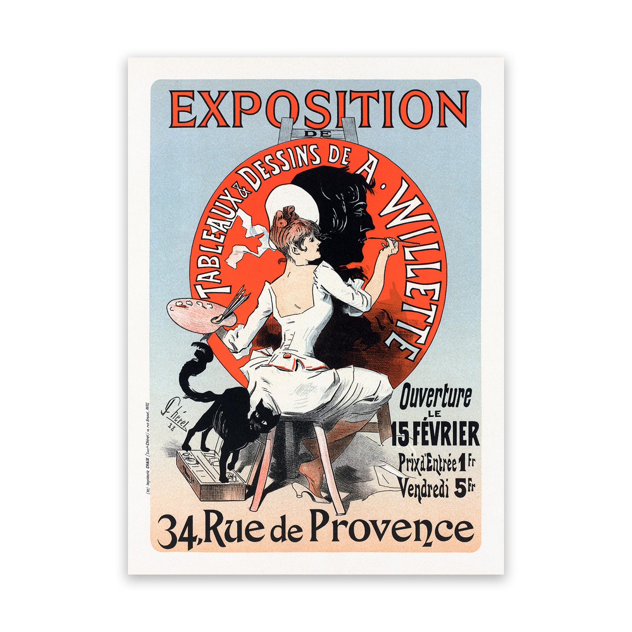 アンティーク　フランス　　ジュール・シェレ　シェレット Jules Cheret French Exposition Poster: Belle Époque Art Nouveau