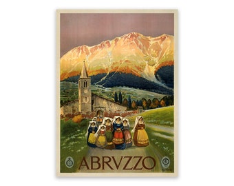 Abruzzo Italy Travel Poster, Premium Vintage Style Reproduction Print