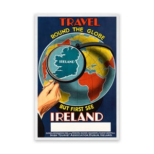 Póster de viaje de Irlanda, impresión de reproducción rústica de estilo vintage de la década de 1900, decoración de arte de pared retro