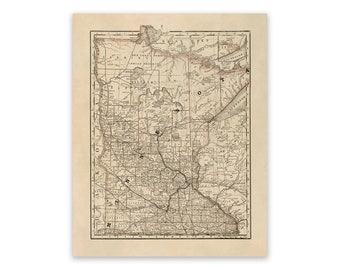 Old Minnesota Road Maps Old Minnesota Map | Etsy