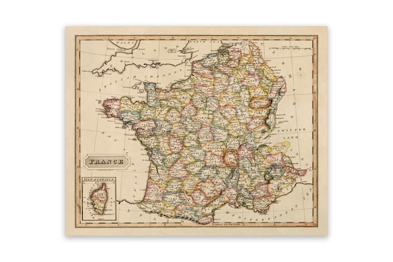 Reproduction of Old School Map France Geology 