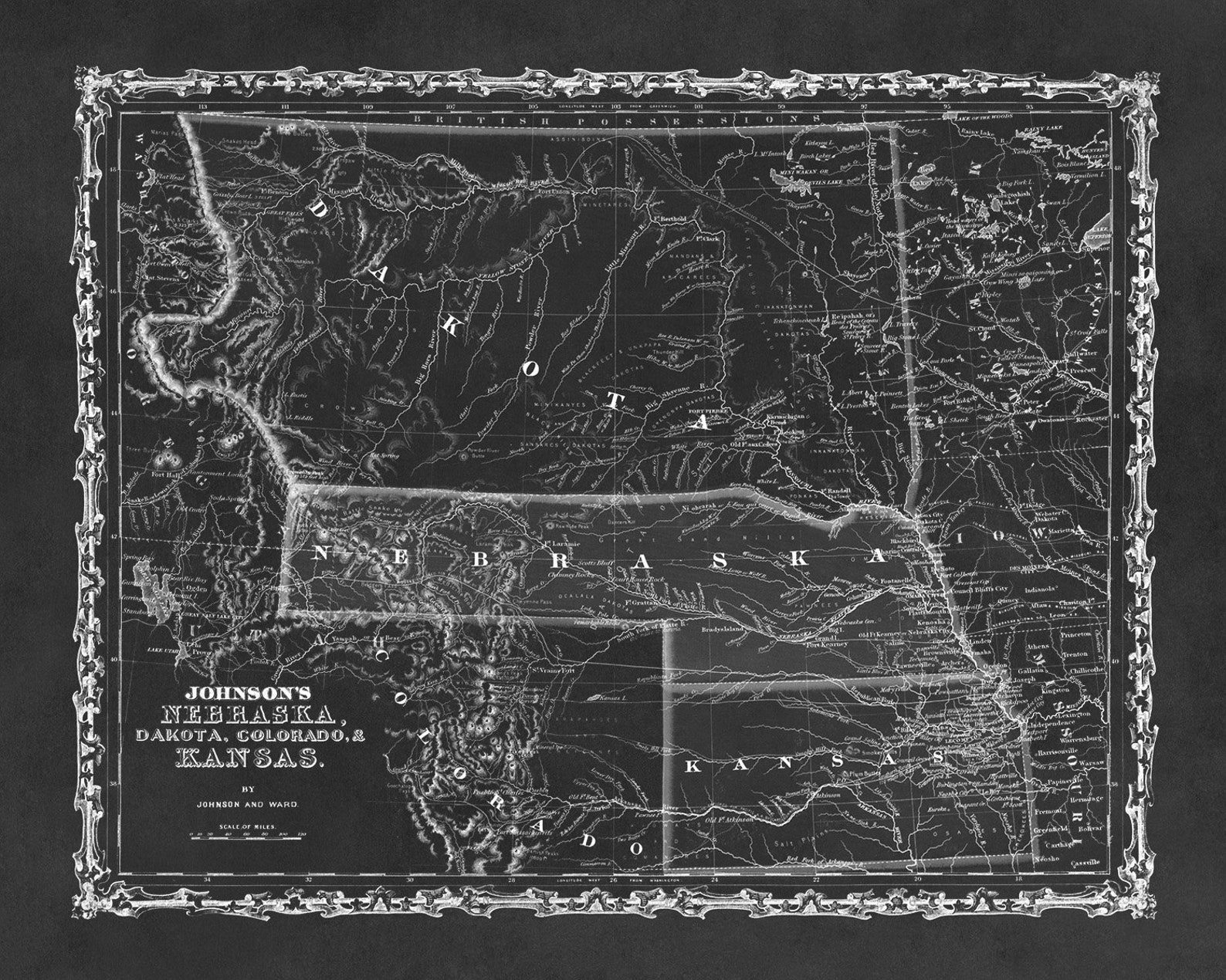 Kansas State Map Print 1862 Old Map Of Dakota Territory | Etsy