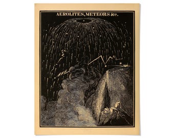 Vintage Meteor Shower Astronomy Print, Celestial Phenomena Illustration SIA9