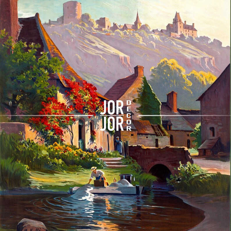 Mayenne France Travel Poster: Vintage Style French Monastery Town Print 画像 2