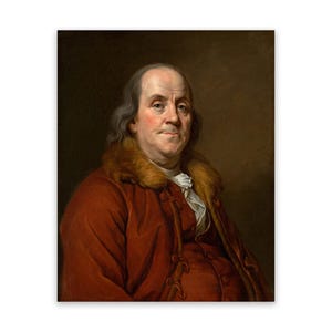 Benjamin Franklin Portrait, Historic America Wall Artwork,Premium Reproduction Print