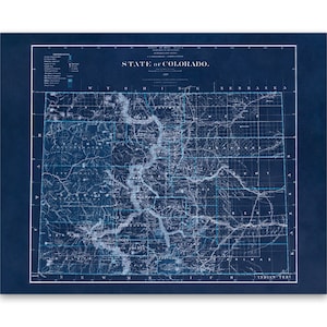 Old Map of Colorado, 19th Century Cartography Decor, Vintage Style Print Circa 1800s
