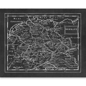 Old Map of Germany Circa 1600s, 17th Century Vintage Style Print