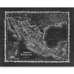 Antique Map of Mexico, Vintage Style Print Circa 1800s