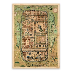 Antique City of Jerusalem Map, 16th Century Cartography Decor, Vintage Style Print Circa 1500s