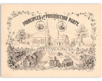 Prohibition Party Political Poster, American History Artwork, Alcohol History Decor, Vintage Style Print