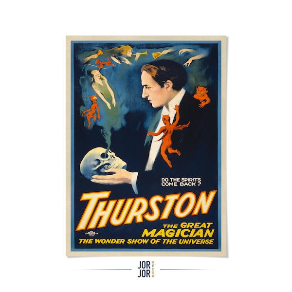 Thurston The Magician Poster: Victorian Era Magic Show Print
