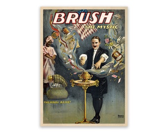 Brush The Mystic Magician poster, Mystical and Magic Occult Art, Premium Vintage Style Reproduction Print