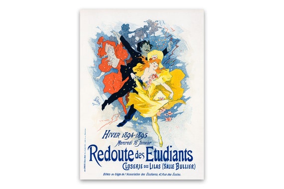 Jules Cheret Vintage French Advertisment Poster Redoute des Etudiants