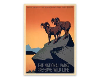 National Parks WPA Travel Poster, Premium Vintage Style Reproduction Print