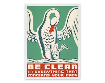 Child Health Care WPA Poster, Vintage Style Reproduction Print