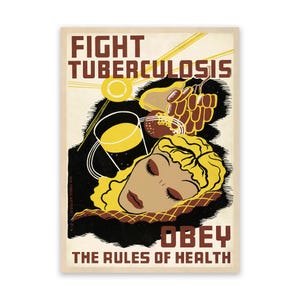 Fight Tuberculosis Healthcare WPA Poster, Mid Century Medical Art Decor, Vintage Style Reproduction Print