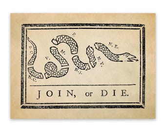 Join Or Die Flag Poster: Vintage Revolutionary War Print
