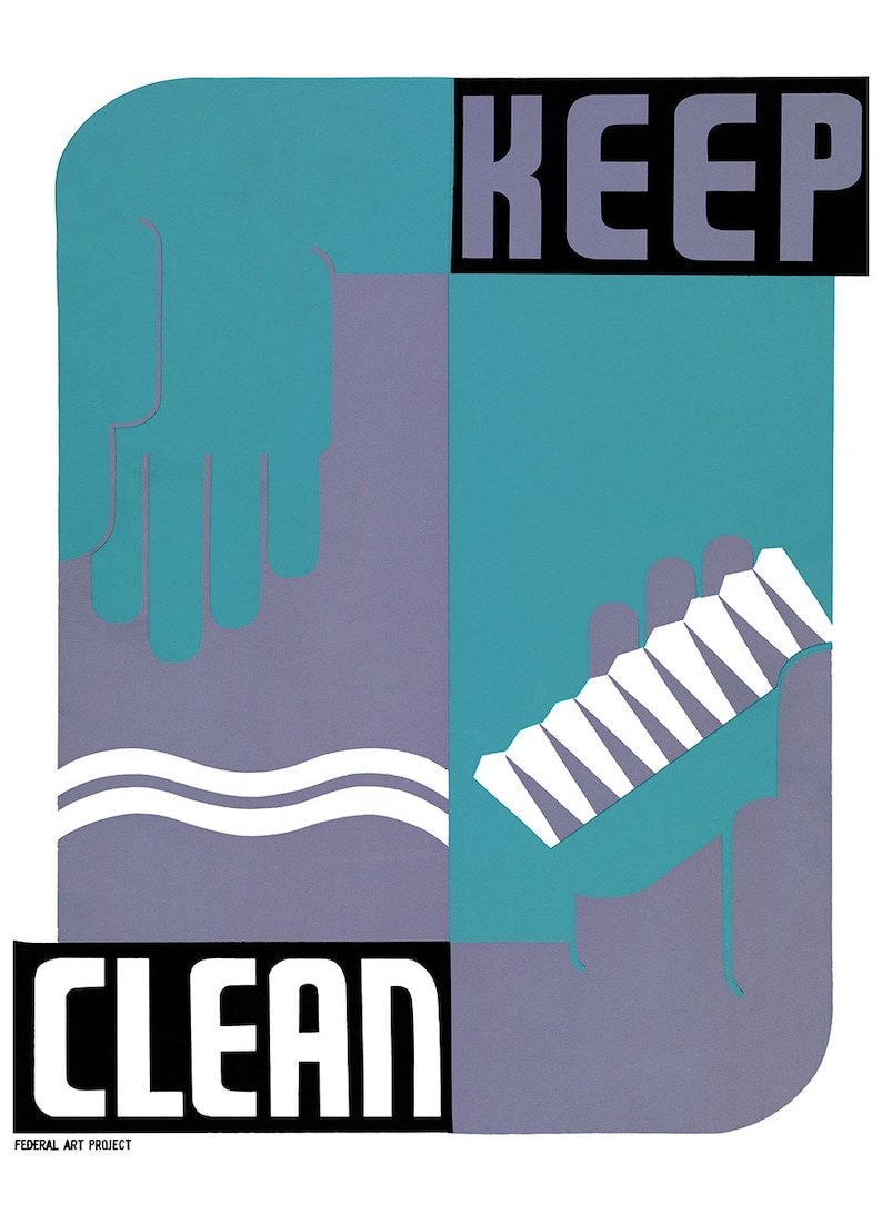 Vintage Style Print Keep Clean WPA Poster Promoting Cleanliness