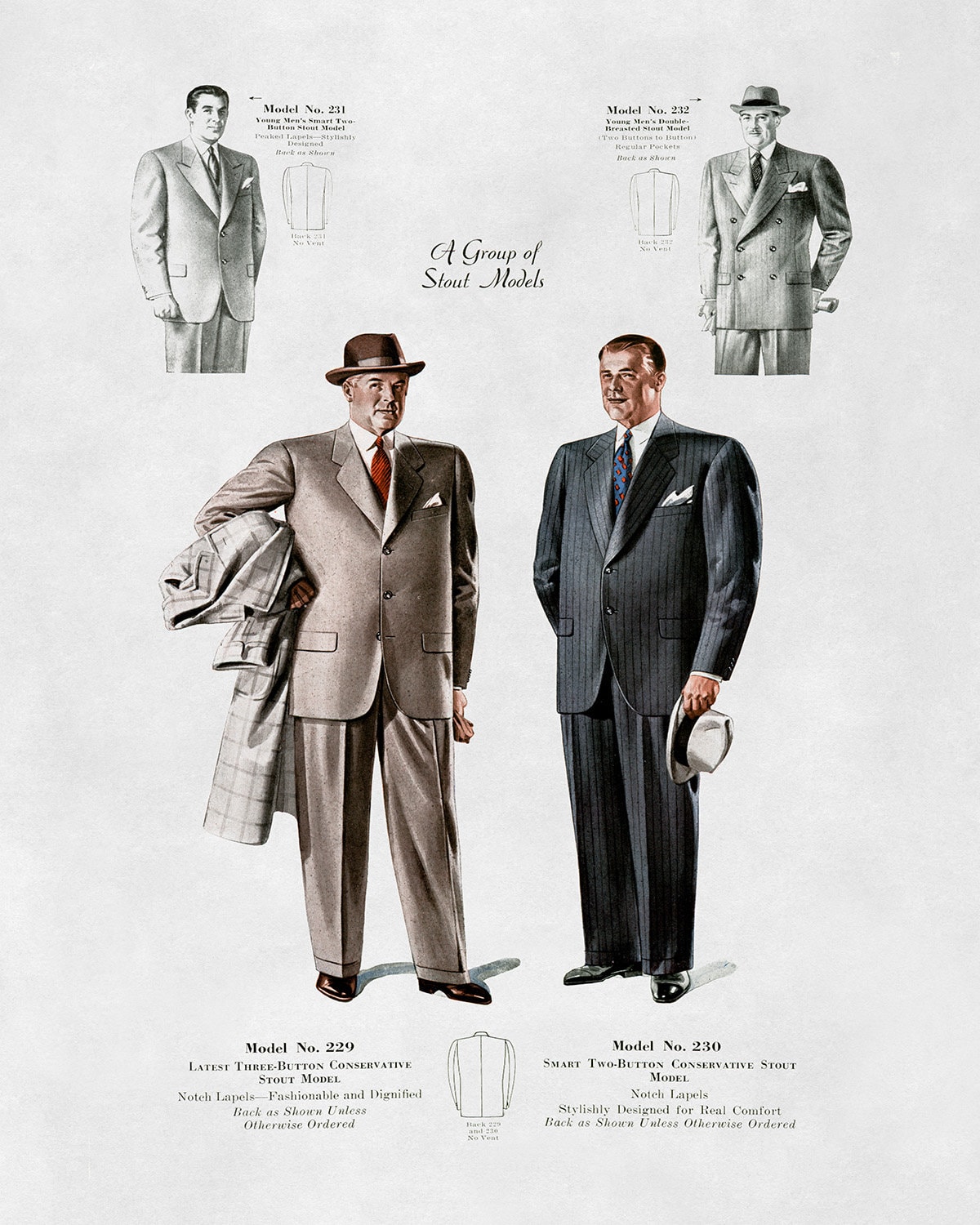 Men's Suit Vintage Style Fashion Print, 1930s-1940s Department