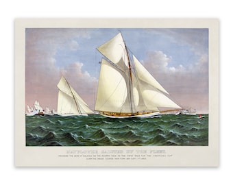 Vintage Sailboat Art Print: Nautical "Mayflower" Illustration