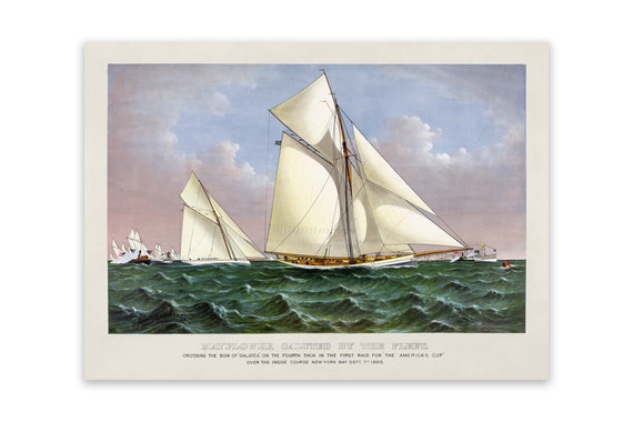 Vintage Sailboat Art Print: Nautical "Mayflower" Illustration