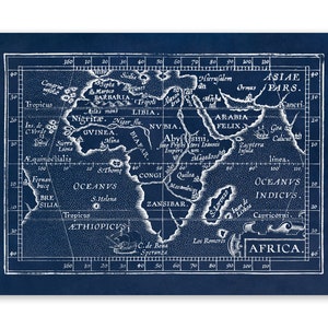 Ancient Map of Africa, 17th Century African Continent, Vintage Style Print Circa 1600s