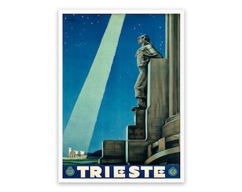 Trieste Italy Travel Poster, Premium Vintage Style Reproduction Print