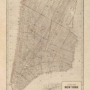 Old New York City Map, Vintage Style NYC Print Circa 1800s Classic