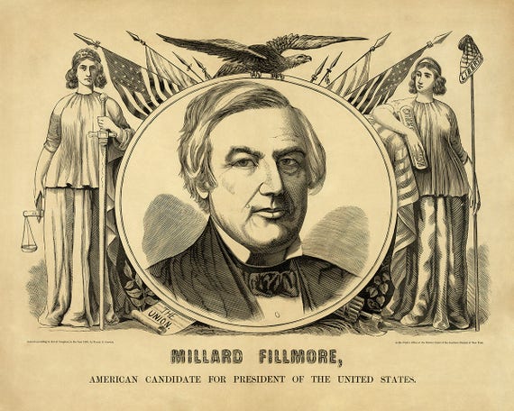 Millard Fillmore Political Campaign Poster, Premium Vintage Style  Reproduction Print - Etsy