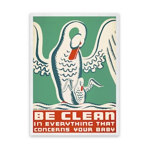 Child Health Care WPA Poster, Mid Century Nursery Art Decor, Vintage Style Reproduction Print