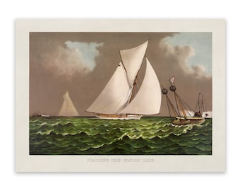 Vintage Sailboat Art Print: Nautical Sailing Ship Reproduction