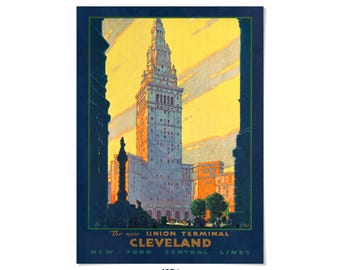 Cleveland Train Terminal Poster: Vintage Style 1900s Ohio Railroad Print