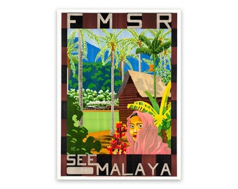 Malaysia Travel Poster, Premium Vintage Style Reproduction Print