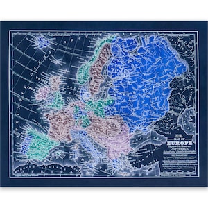Old Map of Europe, Vintage Style Print Circa 1800s
