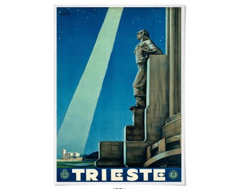 Trieste Italy Travel Poster, Vintage Style 1900s Retro Italian Tourism Print