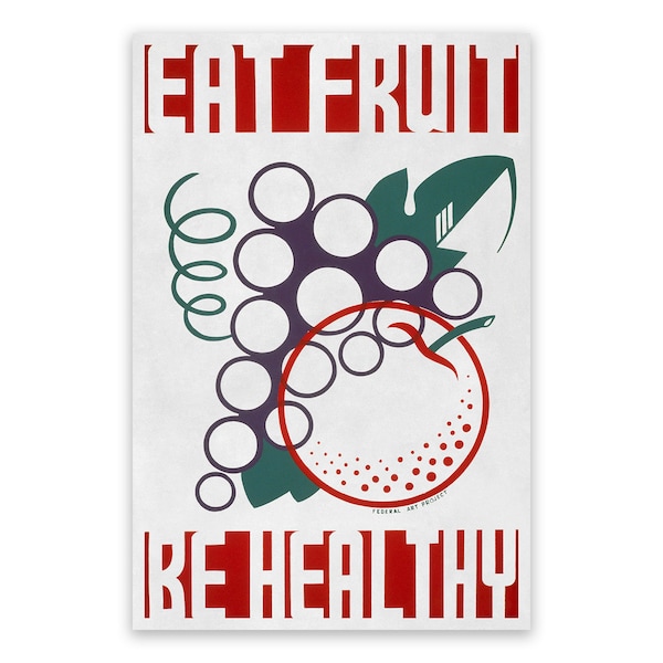 Fruit Healthy Diet WPA Poster, Vintage Style Reproduction Print