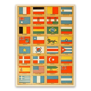 Flags Of The World Poster, World Flag Chart with Flags Of Each Country, Premium Vintage Style Reproduction Print, FD21 image 1