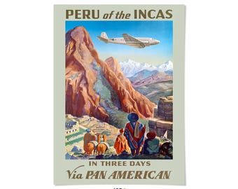 Peru Travel Poster: Vintage Style 1900s Airline Advertisement Art Print