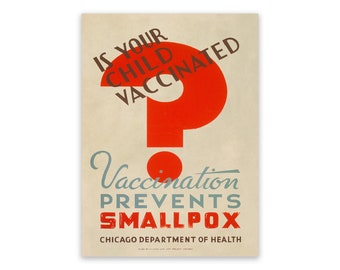 Smallpox Vaccination Medical Healthcare WPA Poster, Vintage Style Reproduction Print