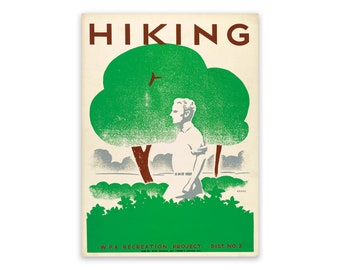 National Park Hiking WPA Poster, Vintage Style Reproduction Print