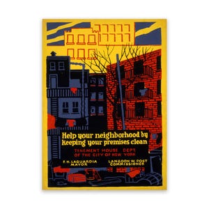 Clean Neighborhood Apartment Living WPA Poster, Mid Century Home Art Decor, Vintage Style Reproduction Print