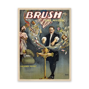 Brush The Mystic Magician poster, Mystical and Magic Occult Art, Premium Vintage Style Reproduction Print